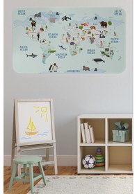 Resim Eğitici Dünya Haritası Dünya Atlası Çocuk Ve Bebek Odası Duvar Sticker-60x105-3796 - Renkli Çok Renkli 
