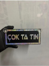 Resim Siyah Renk Üzeri Hologram Renk Çok Ta Tın Yazılı Vantuzlu Cam Süsü 