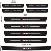 Resim Lumaworld 9 Parça Araç Kapı Eşiği Koruyucu Seti Siyah Karbon Fiber Kaymaz Ve Çizilmeye Dayanıklı 