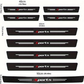 Resim Lumaworld 9 Parça Araç Kapı Eşiği Koruyucu Seti Siyah Karbon Fiber Kaymaz Ve Çizilmeye Dayanıklı 