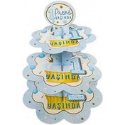 Resim 1 Yaş Erkek Karton Cupcake Kek Standı 3 Katlı 