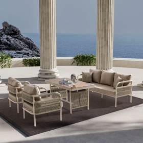 Resim Tokyo Krem Üçlü Oturma Grubu 