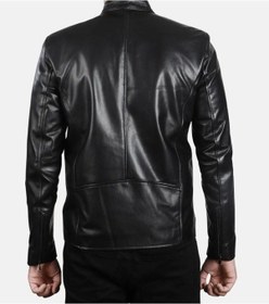 Resim Hakiki Kuzu Derisi Zik Çapraz Kapama Fermuarlı Spor Mont Siyah 