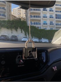 Resim Asma Kilit Logolu Aynalı Taşlı Oto Dıkız Süsü 