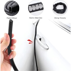 Resim Mi-Ça Home 5 Metre Siyah Kapı Darbe Koruma Bandı Araba Kenar Koruyucu Silikon Yapışkan Fitil Şerit 