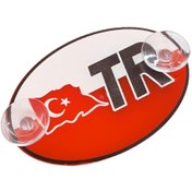 Resim OTOMOR AKSESUAR Tr Türkiye Bayraklı Kırmızı Oval Vantuzlu Pleksi Cam Süsü Beyaz 11x7.5cm 