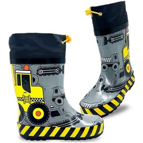 Resim Denokids İnşaat Araçları Erkek Çocuk Gri Yağmur Botu Renkli 
