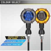 Resim Primepickings Motosiklet Dönüş Sinyali Işığı: Amber & Mavi Led, Çift Renkli Akış Işık Amber Sarı Işık + Mavi Işık 