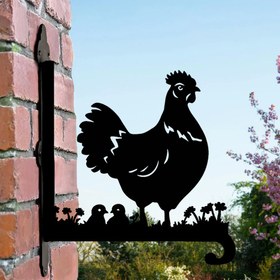 Resim Tavuk ve Yavruları Figürlü Çiçek Askısı - Beyaz 