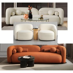 Resim Bilgin Design Luna Koltuk Takımı 3 3 1 1 Açık Bej - Turuncu 