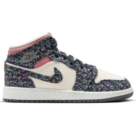 Resim Nike Air Jordan 1 Mid SE Gs Floral Canvas Kadın Sneaker Ayakkabı 