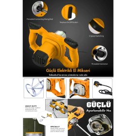 Resim Power Black 1800 W Devir Ayarlı Elektrikli Alçı Boya ve Harç Karıştırıcı Mikser-Sarı 