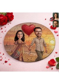 Resim Bk Gift Kişiye Özel Sevgili Karikatürlü Yuvarlak Puzzle 20x20cm -4, Sevgililer Günü Hediyesi, Sevgiliye Hediye Kobitmeyencom36157 Bk Gift 