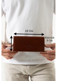Resim Westpolo Hakiki Eskitme Crazy Deri Unisex Uzun Cüzdan Ve Kartlık El Portföyü - Taba Çok Renkli 