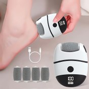 Resim Şarj Edilebilir Elektrikli Ayak Törpüsü Dijital Ekranlı - 4 Yedek Başlık, USB Şarj, Taşınabilir Tasarım ile Pürüzsüz Ayak Bakımı, Ayak Kazıyıcı 