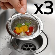 Resim 3 adet Paslanmaz Çelik Lavabo Süzgeci Seti, Saç, Gıda ve Kirlenme Önleme Cihazı için Kaymaz Sap ile, Paslanmaz Dayanıklı Fileli Drenaj Kapağı, Premium Mutfak ve Banyo Drenaj Filtresi 