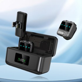 Resim Go Des GD-WS307 2in1 Gürültü Engelleyici Özellikli Type-C ve Lightning Şarj Portlu Kablosuz Yaka Mikrofonu - Siyah 