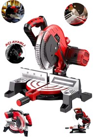 Resim Spech Power 3500 Watt 210mm Bakır Sargılı Motor Alttan Üstten Tablalı Tezgah Üstü Gönye Kesme Makinesi 