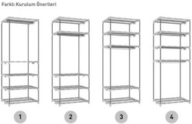 Resim Reyo Slim Fit Varyant Çelik Profilli Bez Dolap Gri 