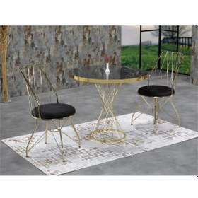 Resim Avvio 90x90 Mira 2 Kişilik Siyah Mermerli Gold Oval Mutfak Masası Takımı Siyah 