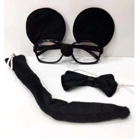 Resim Mickey Mouse Gözlüğü Papyonu Kuyruğu Seti 