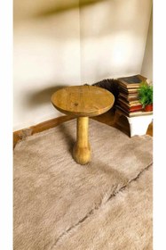 Resim Simillo Home&Living Doğal Masif Ahşap Tekli Yan Sehpa – Tütün Renk Mantar Sehpa Modeli - Fiskos Dekoratif Çiçeklik 