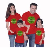 Resim HediyeMania Kırmızı Yılbaşı Aile Kombini Tişört Seti Anne Baba Çocuk Için 4lü Tshirt 