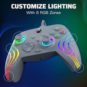 Resim PDP AFTERGLOW XBX WAVE WIRED Controller GREY Xbox Series X|S, Xbox One için, Resmi Lisanslı 