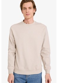 Resim Defacto Bisiklet Yaka Basic Düz Sweatshirt G6721ax25aubg766 Bej-bg766 