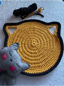 Resim UNİCORNS Kedi Figürlü Paspas, Kedi Matı, Kedi Mama Paspası 