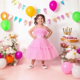 Resim Ahsenim Bebe Göğüs Fırfırlı Kız Çocuk Abiye Elbise 5-10 Yaş 