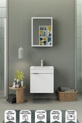 Resim BIANI Fix Loft 55 Cm Banyo Dolabı,seramik Lavabolu,aynalı,lavabo Dahil,mdf,mat Beyaz 
