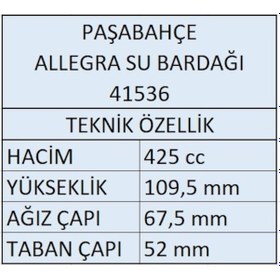 Resim Paşabahçe 41536 Allegra Gri Su Bardağı 425Cc - 6 Adet 
