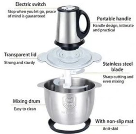Resim Elektrikli Paslanmaz Çelik Kollu 5 Litre Et Kıyma Makinesi Sebze Meyve Doğrayıcı Rondo Blendır 