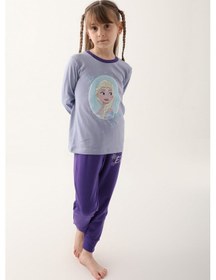 Resim Frozen Açık İndigo Kız Çocuk Uzun Kol Pijama Takım Açık İndigo 