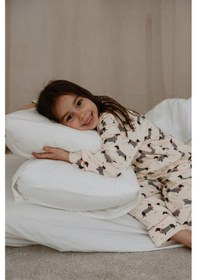 Resim Köpek Baskılı Yaka Detaylı Çocuk Pijama Takımı Krem 