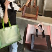 Resim 1 adet Giyim Mağazası Çantası, Geziler İçin Alışveriş Çantası, Çanta, Elde Taşınan Kemer Çantası, Şeffaf Plastik Tote Çantası, Boyutlar 43.99*32.99*11.99 cm, 31.98*27.99*11.0 cm 