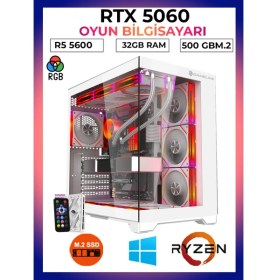 Resim Gameline Pro X3 Ryzen 5 5600 32GB Ram 500GB M.2 Nvme SSD RTX5060 Oyuncu Free Dos Masaüstü Bilgisayar 