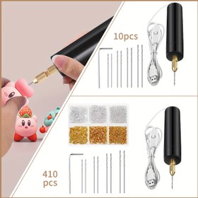 Resim 10 adet/410 adet Elektrikli Küçük Matkap Reçine Kiti Aksesuarlı Reçine Matkabı, Döner Araç ile Reçine Kalıplama için Kullanılır, Akrilik Ahşap Ürünlerde Delme İçin Kullanılır, Takı Kolye ve Şanslar Yapımı El Sanatları Tedarikçi Seti 