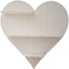 Resim Ahşap Boyalı Mdf Dekoratif Kalp Duvar Rafı - Terek 