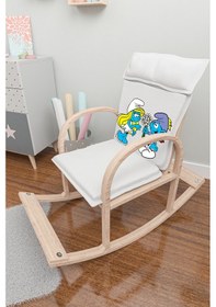 Resim Mobildecoaş Mobildeco Şirin Ahşap Sallanan Sandalye Dinlenme Koltuğu Şirinler 