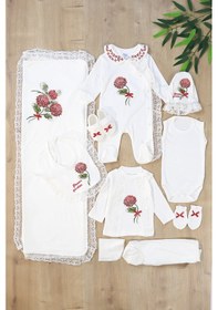 Resim Sitilin Kız Bebek Ortanca Natural 10 Lu Hastane Çıkışı Kanaviçe Çiçek Desen Stl4576 Kırmızı 