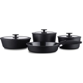 Resim Korkmaz Nova Pratika 8 Parça Siyah Tencere Seti A2792 Gri 