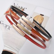 Resim 1 adet Hakiki Deri Kadın Günlük Preppy Kemeri Altın Tokalı - Günlük Yolculuklar İçin Hafif Gövde Tasarımı, Dokumasız Dokuma, Sığır Derisi Malzeme, Tüy Yok, Ortalama Beden 