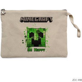 Resim Minecraft Be Happy Krem Clutch Astarlı Cüzdan / El Çantası - Krem 