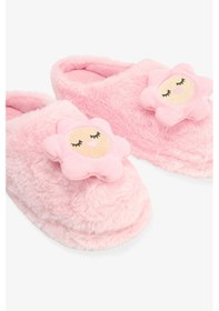 Resim Penti Açık Pembe Happy Flower 3D Çiçek Nakışlı Ev Terliği 