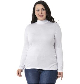 Resim Büyük Beden Yarım Balıkçı Uzun Kollu Viskon Beyaz Body-beyaz Beyaz 