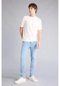 Resim Defacto Carlo Skinny Fit Ekstra Dar Kalıp Normal Bel Ekstra Dar Paça Jean Pantolon D0025AX26SP Mavi 