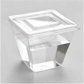 Resim Prizma Mini Mika Plastik Sunum Kabı Kübik Kase Kapaklı 200 cc - **12** Adet 