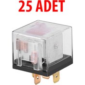 Resim Mini Röle Şeffaf 25 Adet Universal 40 Amper Şeffaf 5 Uçlu 12V 